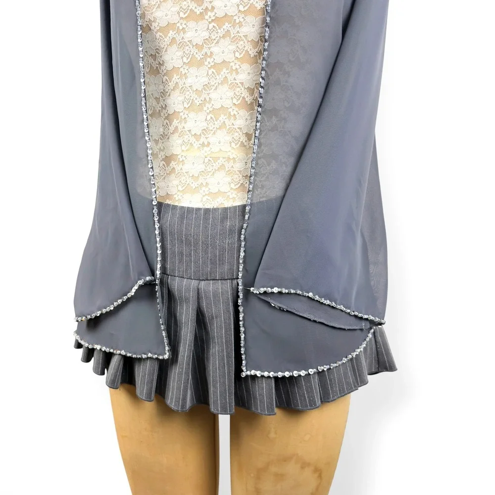 Y2K Sequin Trim Sheer Cardigan Open Front Fairy Grunge Whimsical Size M-XL - Picture 8 of 10